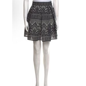 Maje Black White Lace A-Line Pleated Skirt Sz 1